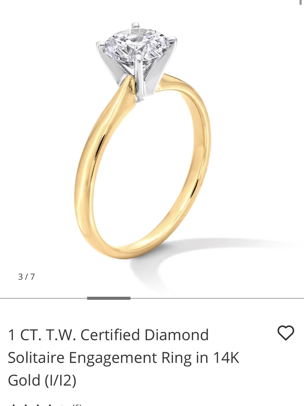 1 CT Solitaire Diamond Engagement Ring in 14K Yellow Gold